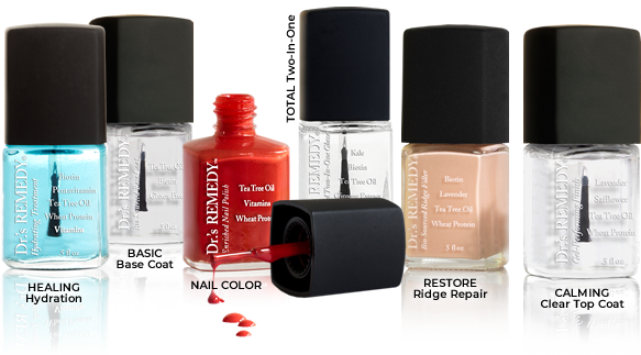 For best results, use Dr.'s REMEDY Nail Color, HEALING Hydration, BASIC Base Coat, TOTAL Two-in-One, or RESTORE Ridge Repair