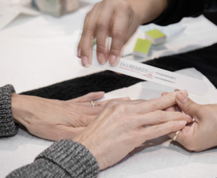 Manicure being performed with Dr.'s Remedy doctor recommended nail products