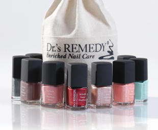 Dr.'s Remedy nail colors and nail treatments containing organic additives, a 10-free promise and 100% cruelty-free testing